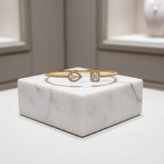 CUBIC ZIRCONIA COLLECTION - EXQUISITE BANGLE BRACELET -CZBR144 GOLD