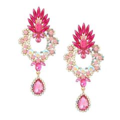 ATHENA COLLECTION- STARLET GLAM EARRINGS - HOT PINK - CZER838