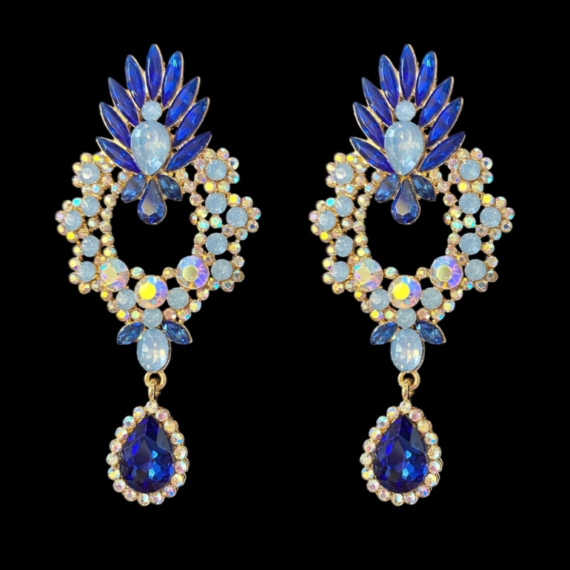 ATHENA COLLECTION- STARLET GLAM EARRINGS - SAPPHIRE -CZER838