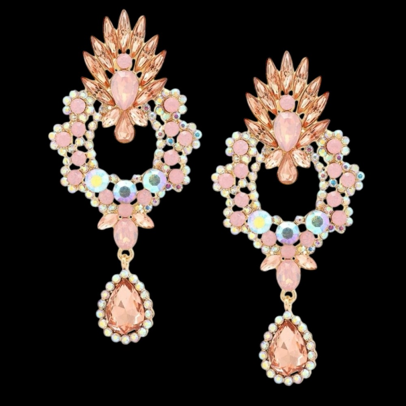 ATHENA COLLECTION- STARLET GLAM EARRINGS - CZER838- CHAMPAGNE