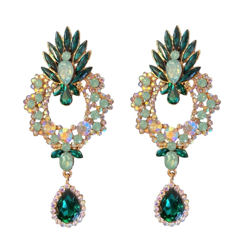 ATHENA COLLECTION- STARLET GLAM EARRINGS -CZER838- EMERALD