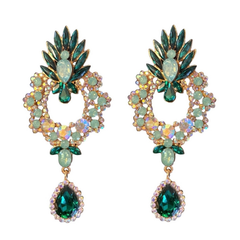 ATHENA COLLECTION- STARLET GLAM EARRINGS -CZER838- EMERALD