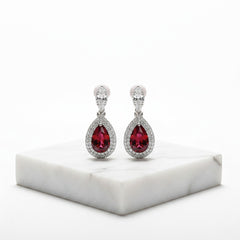CUBIC ZIRCONIA COLLECTION - LUXE SPARKLE CLIP ON EARRINGS - CZER839 RED