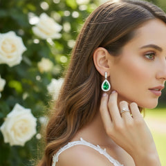 CUBIC ZIRCONIA COLLECTION - LUXE SPARKLE CLIP ON EARRINGS - CZER839 EMERALD GREEN
