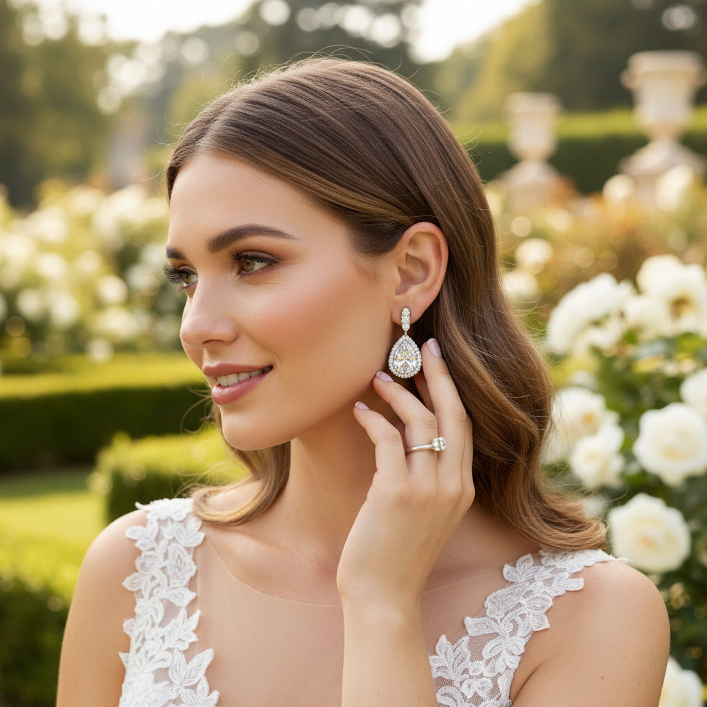 CUBIC ZIRCONIA COLLECTION - LUXE SPARKLE CLIP ON EARRINGS - CZER839 SILVER