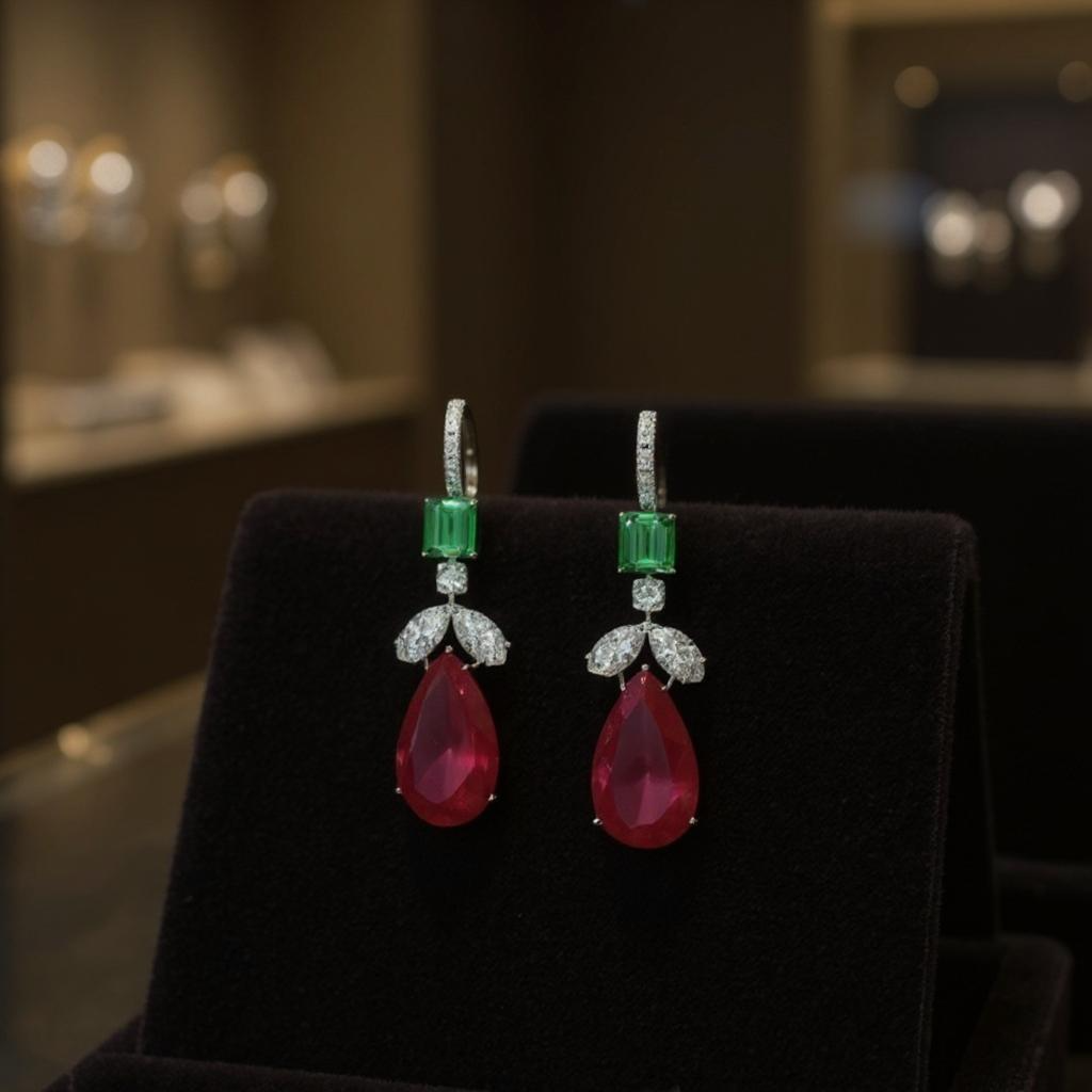 CUBIC ZIRCONIA COLLECTION - ART DECO STYLE EARRINGS - CZER842