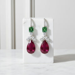 CUBIC ZIRCONIA COLLECTION - ART DECO STYLE EARRINGS - CZER842