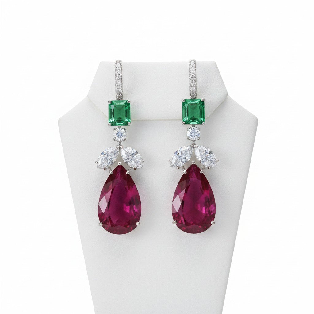 CUBIC ZIRCONIA COLLECTION - ART DECO STYLE EARRINGS - CZER842
