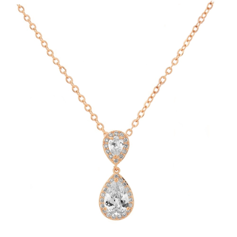 CUBIC ZIRCONIA COLLECTION - CHIC NECKLACE - ROSE GOLD CZNK38