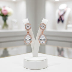 CUBIC ZIRCONIA COLLECTION - CHIC CRYSTAL EARRINGS - ROSE GOLD - CZER369