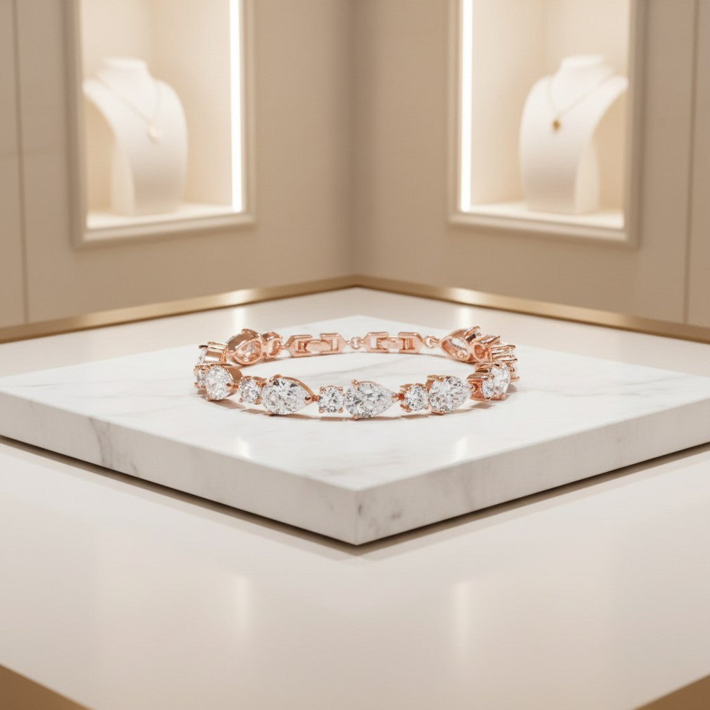 CUBIC ZIRCONIA - CLASSIC CRYSTAL BRACELET - ROSE GOLD BRA6