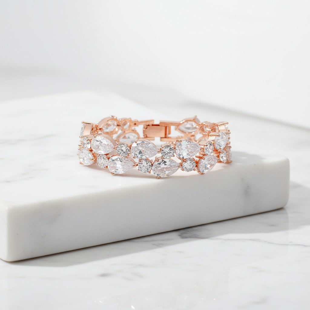 Crystal Extravagance Bracelet - Rose Gold - CZBRA18