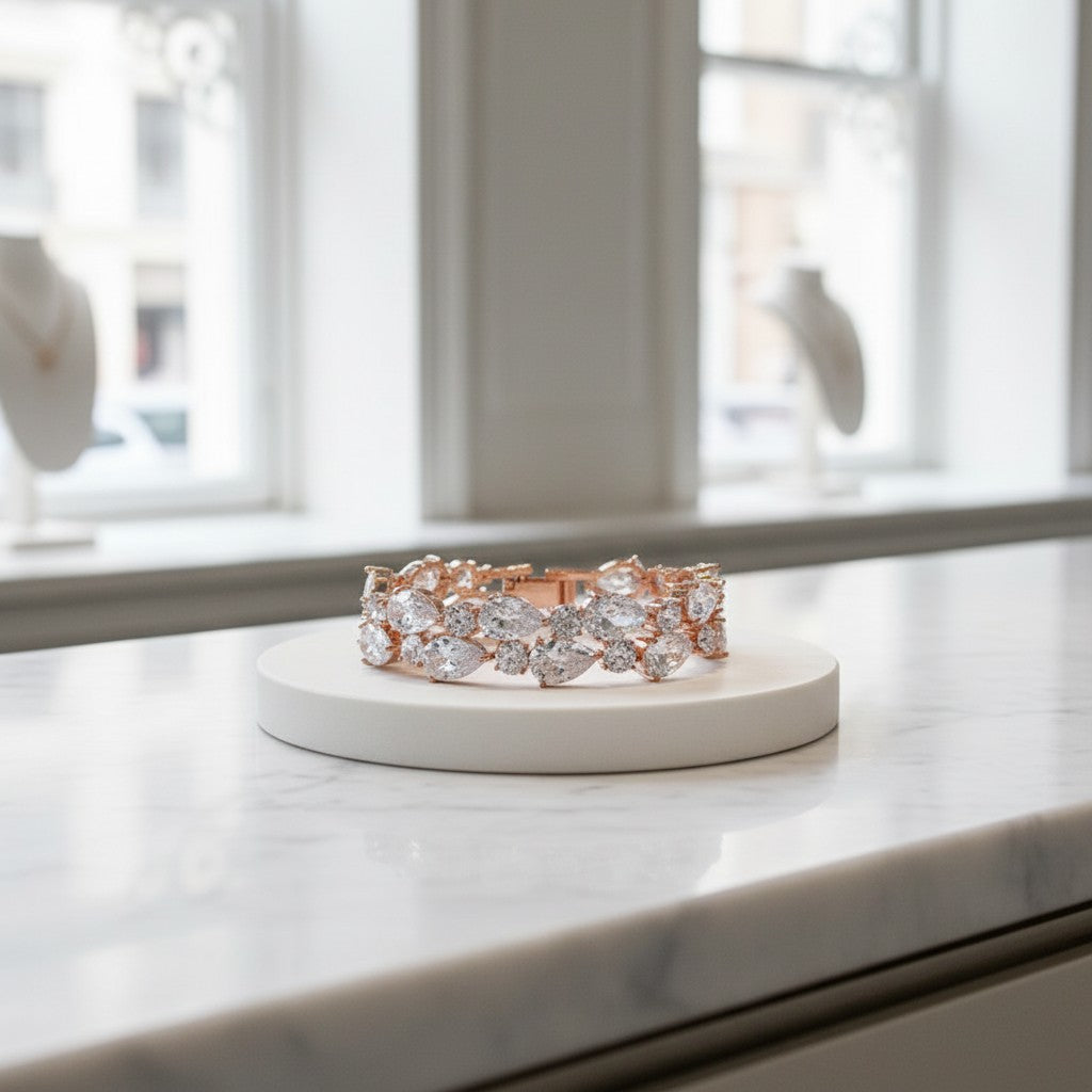 Crystal Extravagance Bracelet - Rose Gold - CZBRA18