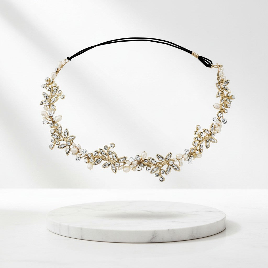 Luxe Embellished Hairvine HP8- SASSB - 14K Gold Plated