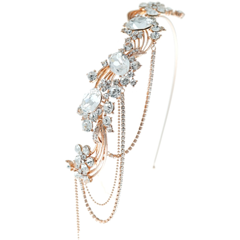 ELITE COLLECTION - Bejewelled Gatsy Style Headband - ROSE GOLD HDB311