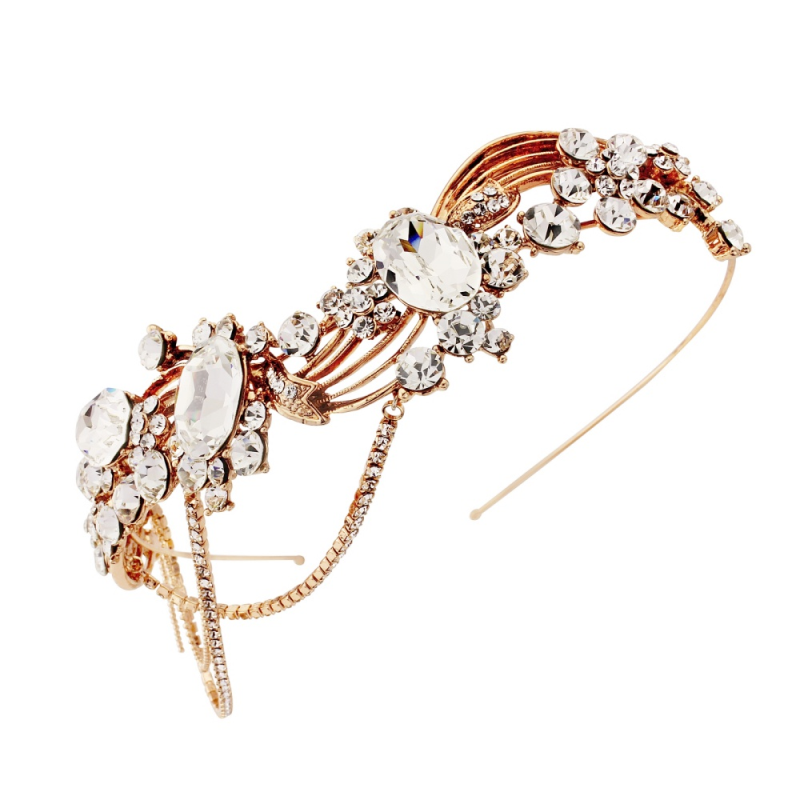 ELITE COLLECTION - Bejewelled Gatsy Style Headband - ROSE GOLD HDB311