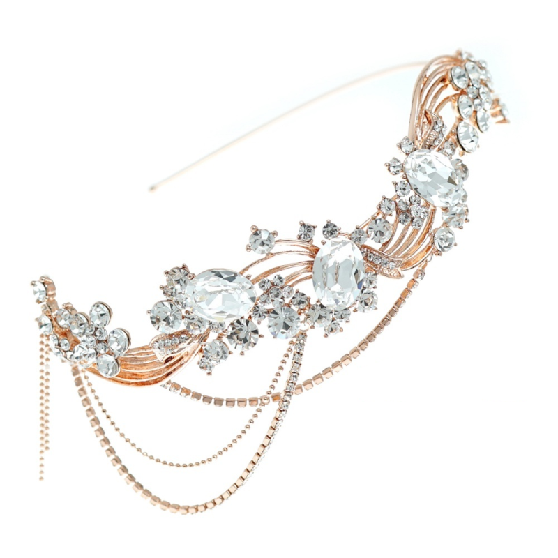 ELITE COLLECTION - Bejewelled Gatsy Style Headband - ROSE GOLD HDB311