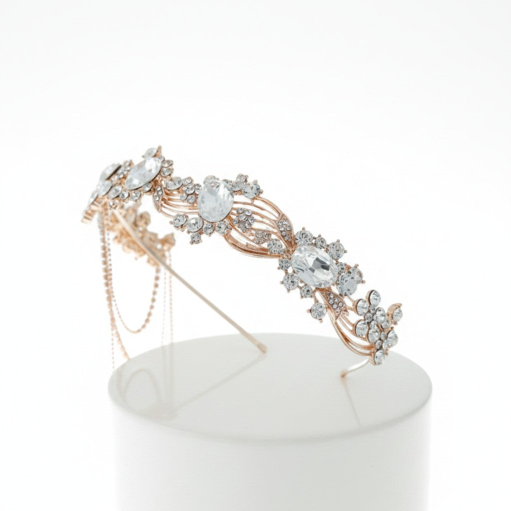 ELITE COLLECTION - Bejewelled Gatsy Style Headband - ROSE GOLD HDB311