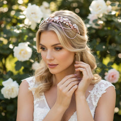 ELITE COLLECTION - Bejewelled Gatsy Style Headband - ROSE GOLD HDB311