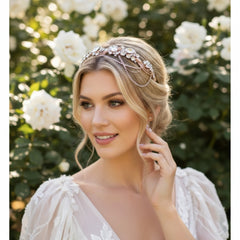 ELITE COLLECTION - Bejewelled Gatsy Style Headband - ROSE GOLD HDB311