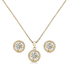 CUBIC ZIRCONIA COLLECTION - CHIC CRYSTAL NECKLACE SET - CZNK50 (GOLD)