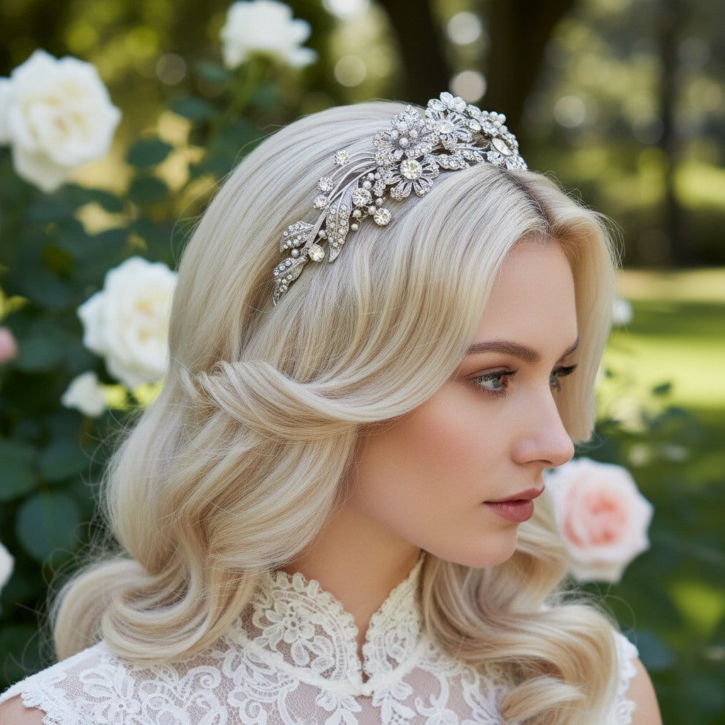 ELITE COLLECTION - Enchanting Pearl Tiara - Tiara 12 (SILVER)
