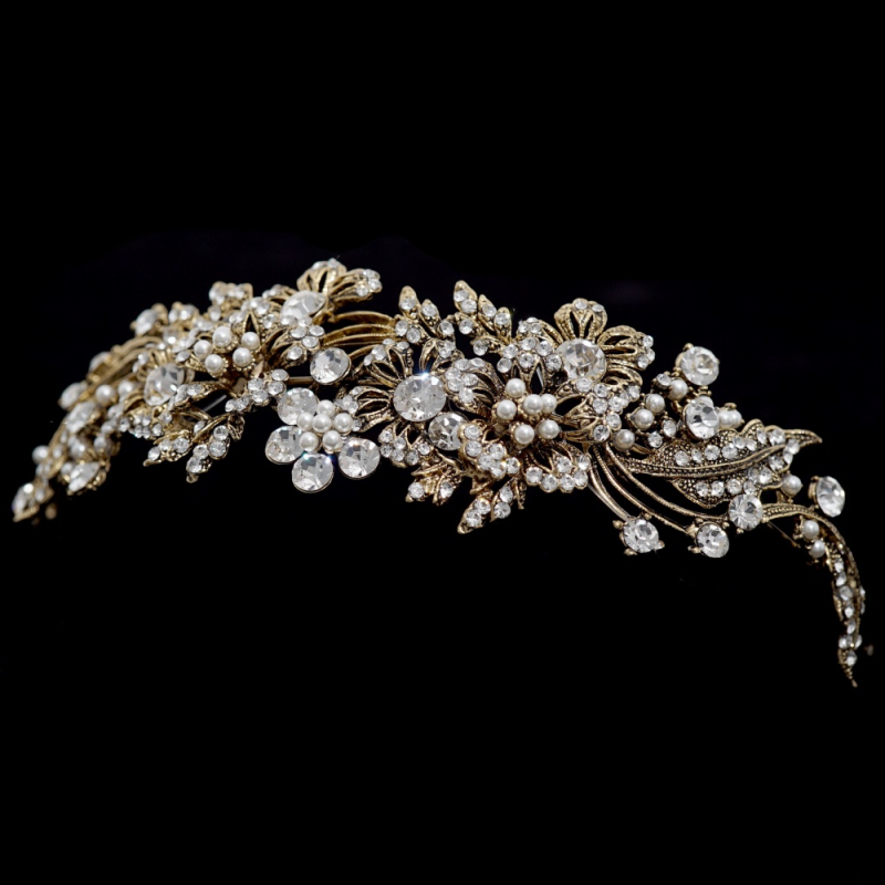 ELITE COLLECTION - Enchanting Pearl Tiara - Tiara 12 (ANTIQUE GOLD)
