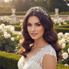 ELITE COLLECTION - Enchanting Pearl Tiara - Tiara 12 (ANTIQUE GOLD)