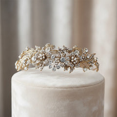 ELITE COLLECTION - Enchanting Pearl Tiara - Tiara 12 (ANTIQUE GOLD)