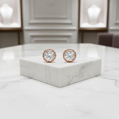 Cubic Zirconia Earrings - Rose Gold Sparkle Stud Earrings - CZER359 (RG)