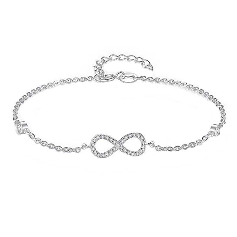 Cubic Zirconia Collection - Dainty  Infinity Bracelet - Silver (CZBRA20)