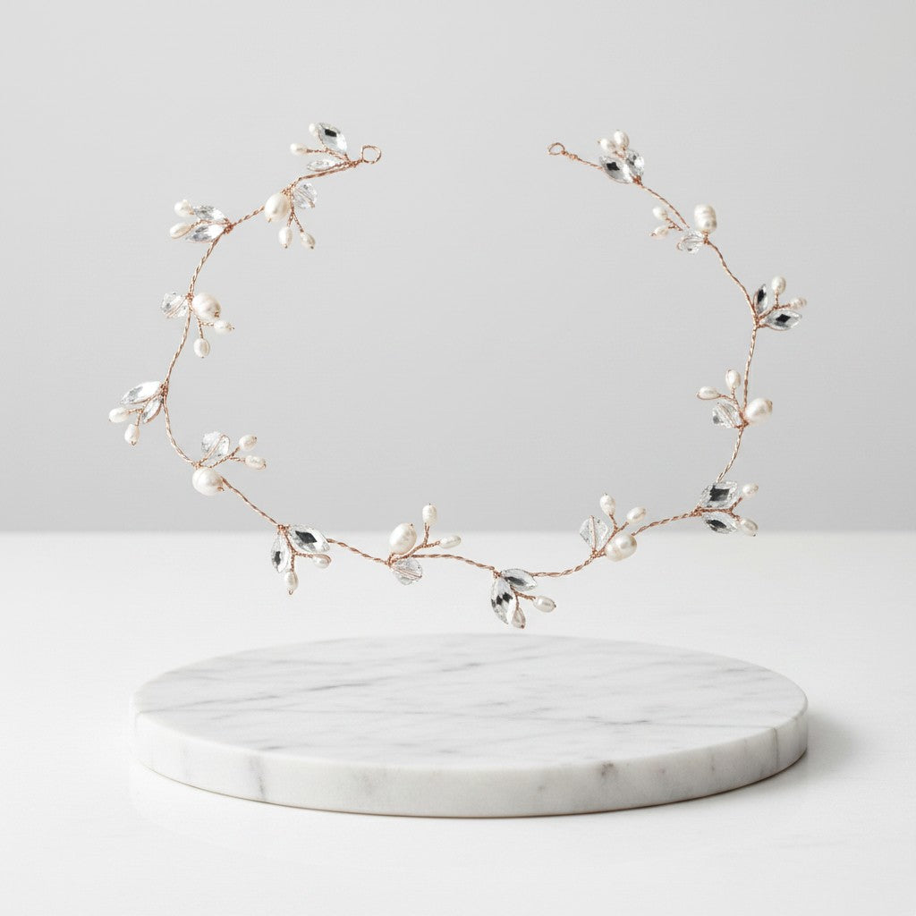 Chic Freshwater Pearl Hairvine - ROSE GOLD SASSB