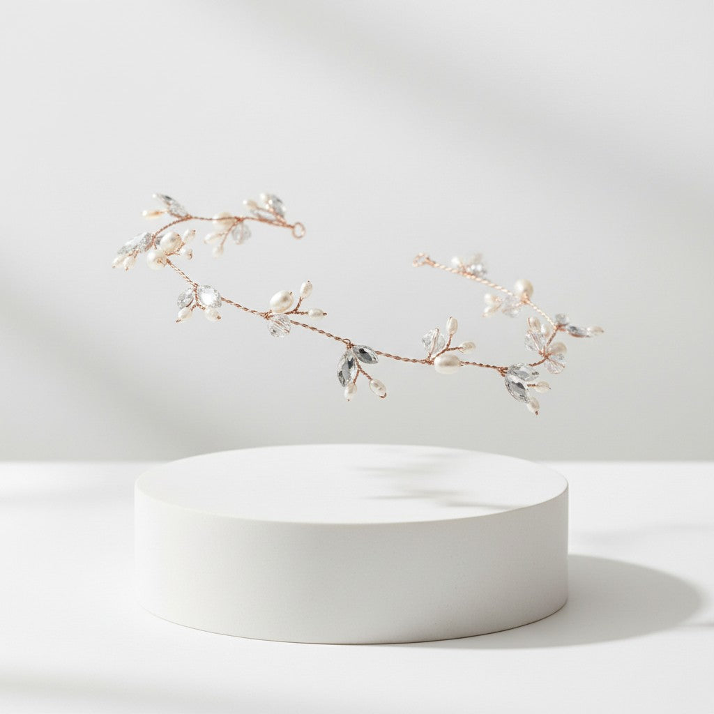 Chic Freshwater Pearl Hairvine - ROSE GOLD SASSB