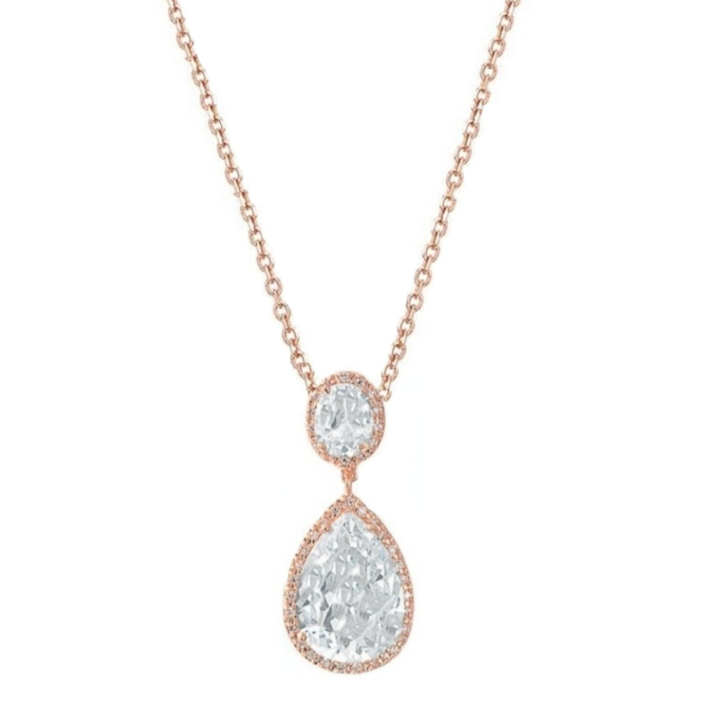 Cubic Zirconia Collection - Sheer Elegance Necklace  - Rose Gold - CZNK53