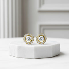 CUBIC ZIRCONIA COLLECTION - CZ CRYSTAL STUD EARRINGS GOLD- CZER357 (G)
