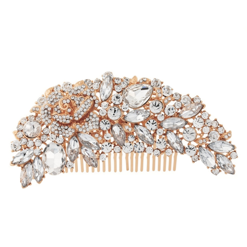Exquisite Bridal Hair Comb - AC6 ROSE GOLD