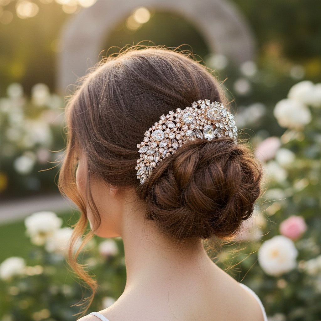 Exquisite Bridal Hair Comb - AC6 ROSE GOLD