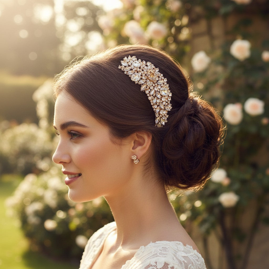 Exquisite Bridal Hair Comb - AC6 ROSE GOLD