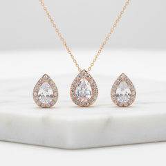 CUBIC ZIRCONIA COLLECTION - Dainty Gem Necklace Set - ROSE GOLD  CZNK34