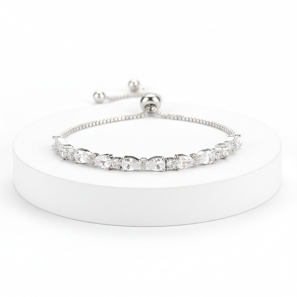 Chic CZ Bracelet - Silver- Adjustable (CZBRA21)