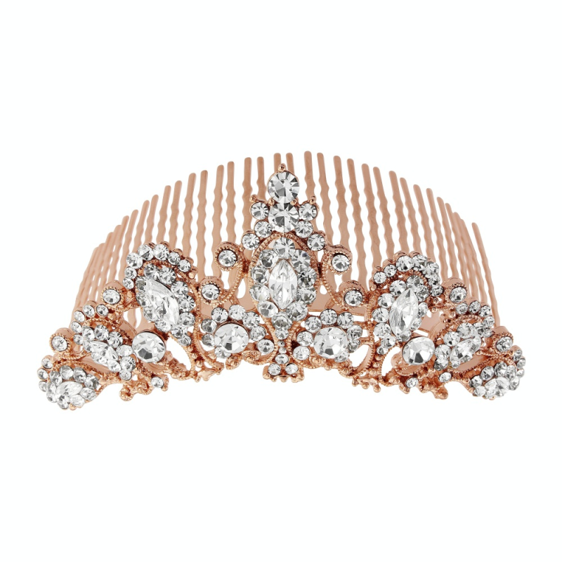 PRECIOUS CRYSTAL TIARA COMB - CLEAR (S-TIARA 1) ROSE GOLD