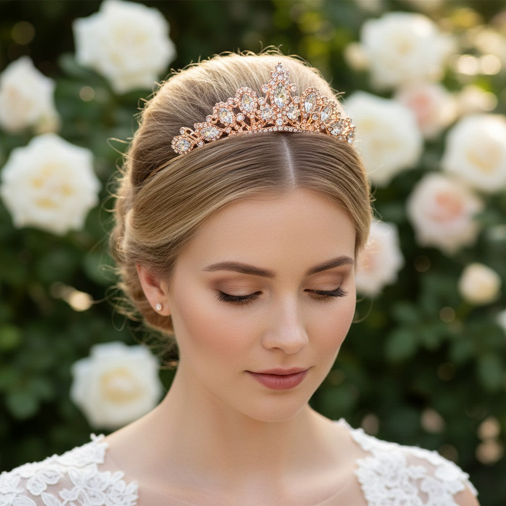 PRECIOUS CRYSTAL TIARA COMB - CLEAR (S-TIARA 1) ROSE GOLD