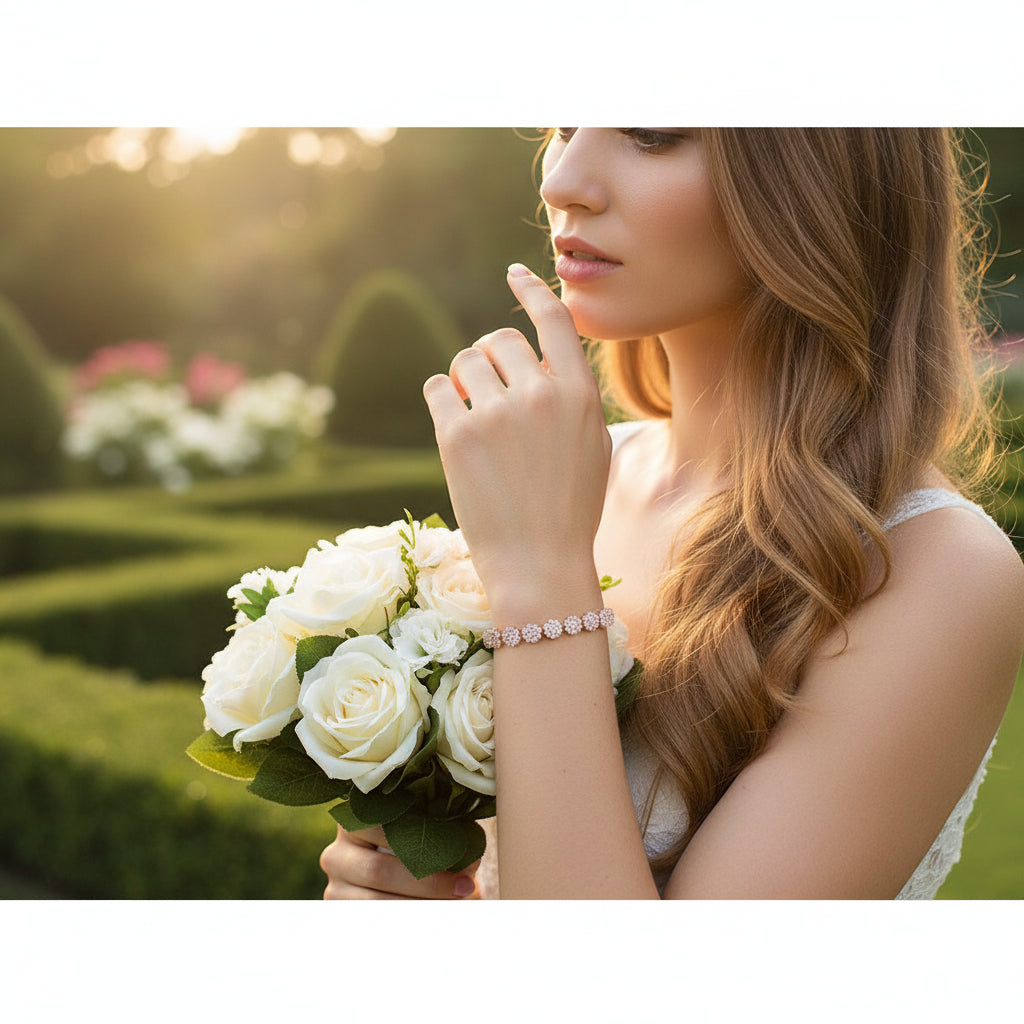 Dainty CZ Bracelet -Rose Gold - Adjustable (CZBRA22)