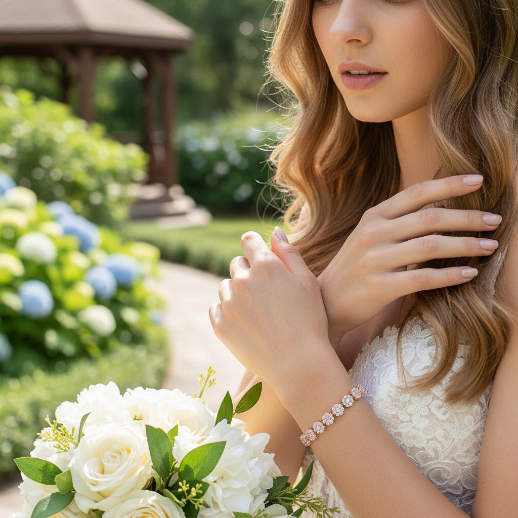 Dainty CZ Bracelet -Rose Gold - Adjustable (CZBRA22)