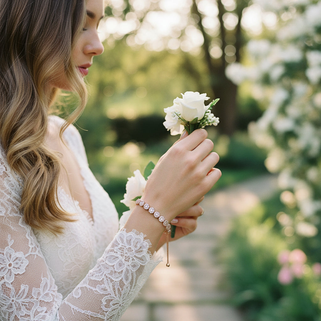 Dainty CZ Bracelet -Rose Gold - Adjustable (CZBRA22)