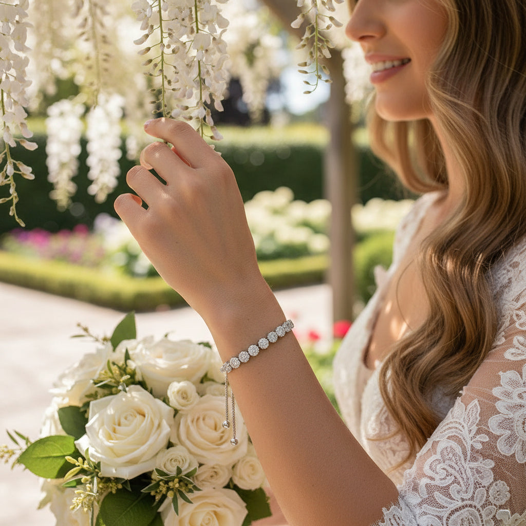 Dainty CZ Bracelet -Clear Crystal - Adjustable (CZBRA22)