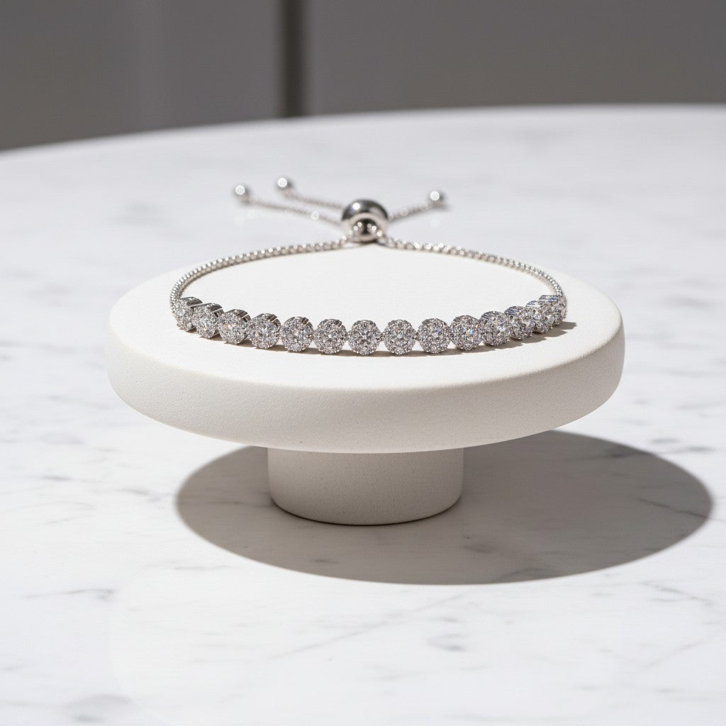 Dainty CZ Bracelet -Clear Crystal - Adjustable (CZBRA22)