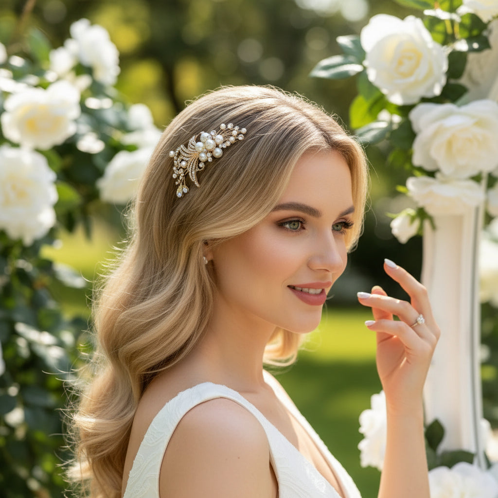 Vera Pearl Hair Comb - SASSB -ROSE GOLD (HC11)