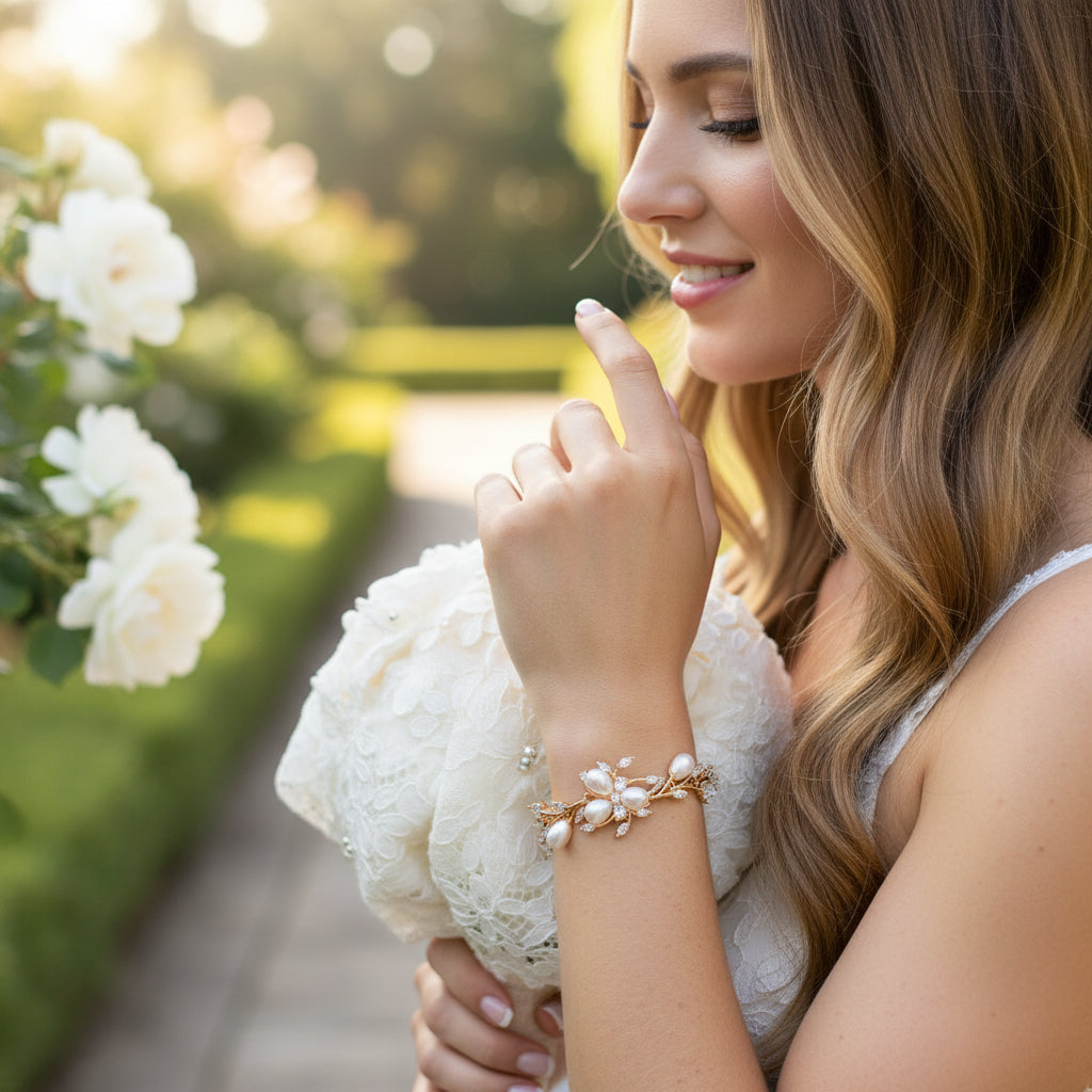 CUBIC ZIRCONIA - CHIC PEARL BRACELET - ROSE GOLD CZBRA5