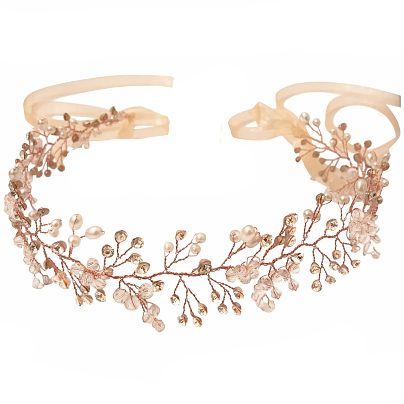 Athena Collection - Crystal Shimmer Hair Vine - (HP137) Rose Gold